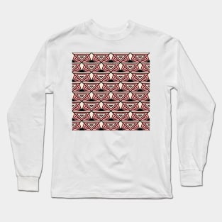 Art Deco Pattern No 76 - Pink - Vintage Geometric Motif Long Sleeve T-Shirt